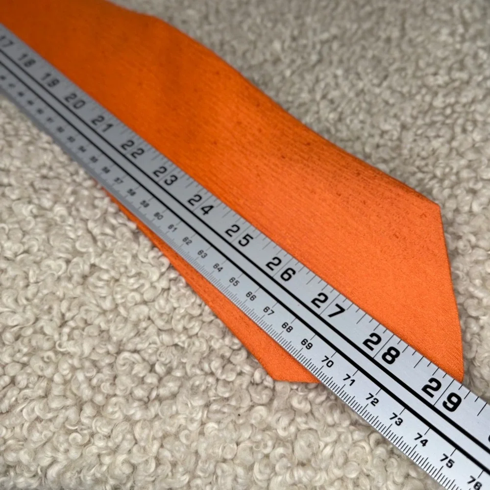 Stefano Corsini Tie Rack Mens Orange 100% Silk Textured Necktie Made in Italy